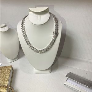 Stainless steel white gold finish chain 14mm20inch